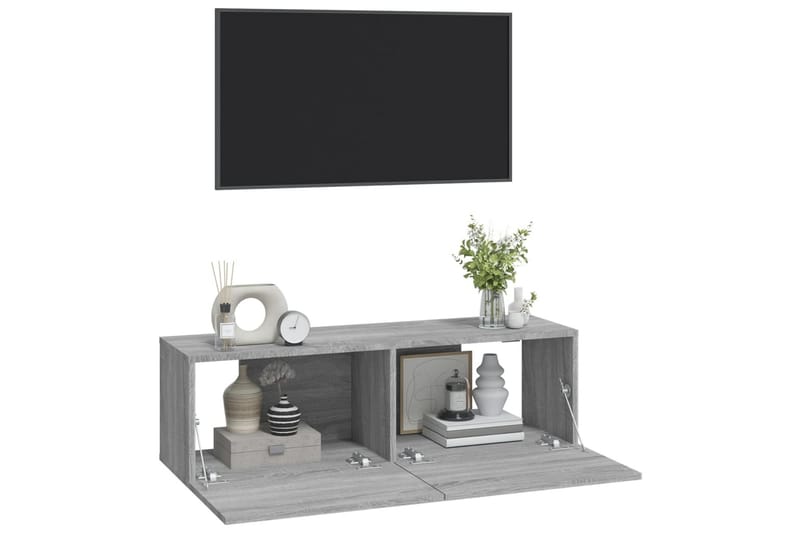 beBasic tv-skabe til væg 2 stk. 100x30x30 cm konstrueret træ grå sonoma - GrÃ¥ - Møbler - TV borde & mediemøbler - TV-borde