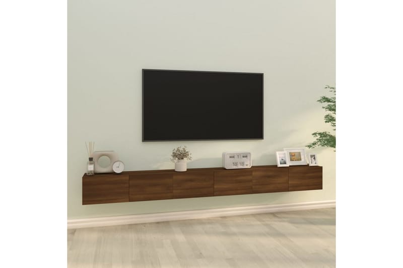 beBasic tv-skabssæt 3 dele konstrueret træ brun egetræsfarve - Brun - TV-borde