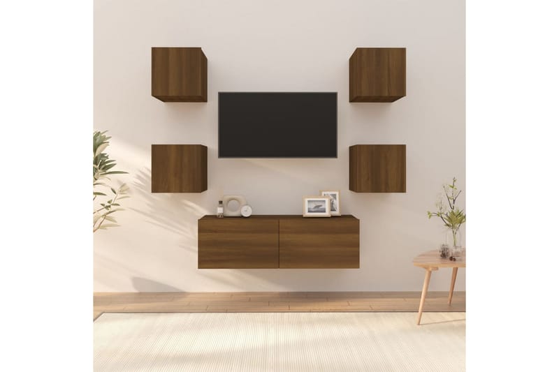 beBasic væghængt tv-skabe konstrueret egetræ brun egetræsfarve - Brun - TV-borde