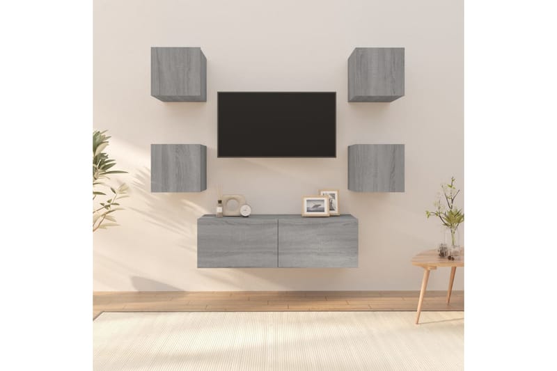 beBasic væghængt tv-skabe konstrueret egetræ grå sonoma-eg - GrÃ¥ - TV-borde