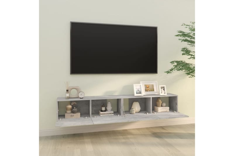beBasic væghængte tv-skabe 2 stk. 100x30x30 cm konstrueret træ betongrå - GrÃ¥ - Møbler - TV borde & mediemøbler - TV-borde
