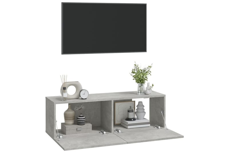 beBasic væghængte tv-skabe 2 stk. 100x30x30 cm konstrueret træ betongrå - GrÃ¥ - Møbler - TV borde & mediemøbler - TV-borde