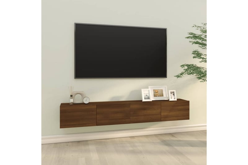 beBasic væghængte tv-skabe 2 stk. 100x30x30 cm konstrueret træ brunt eg - Brun - TV-borde