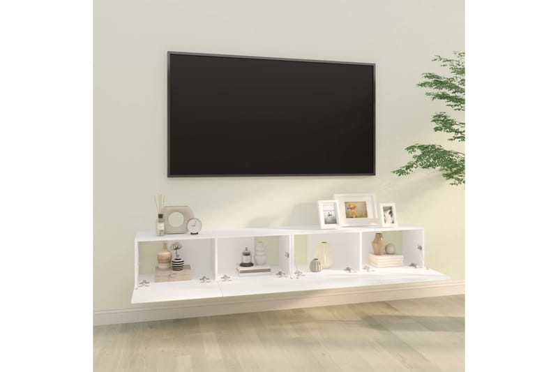 beBasic væghængte tv-skabe 2 stk. 100x30x30 cm konstrueret træ hvid - Hvid - TV-borde