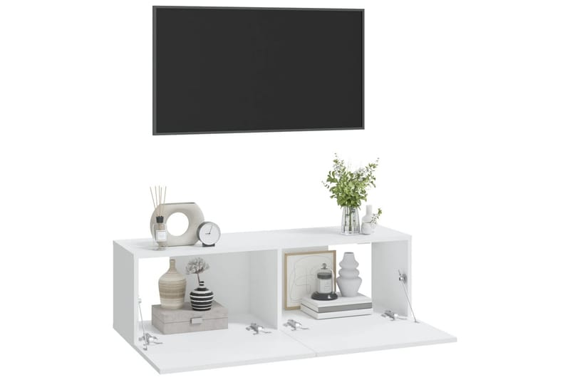 beBasic væghængte tv-skabe 2 stk. 100x30x30 cm konstrueret træ hvid - Hvid - Møbler - TV borde & mediemøbler - TV-borde