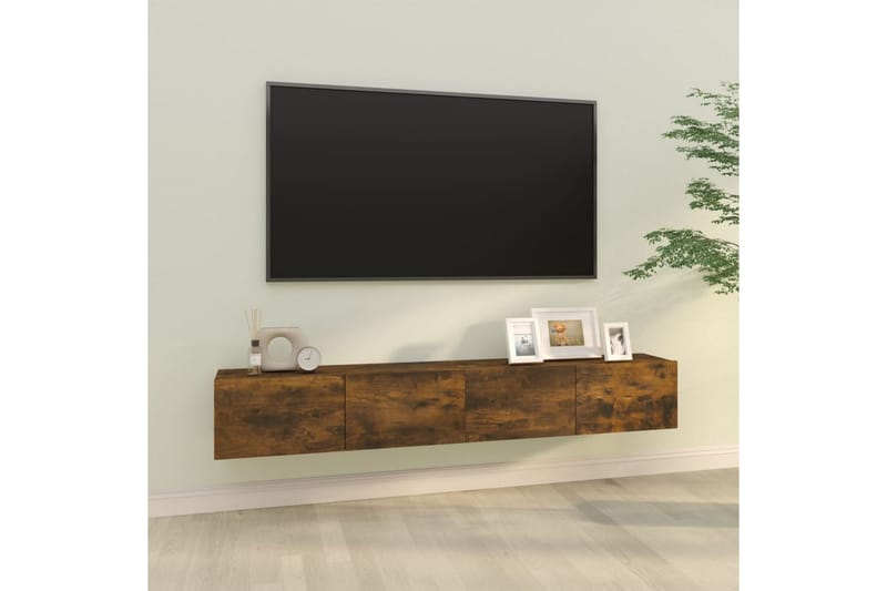 beBasic væghængte tv-skabe 2 stk. 100x30x30 cm konstrueret træ røget eg - Brun - TV-borde