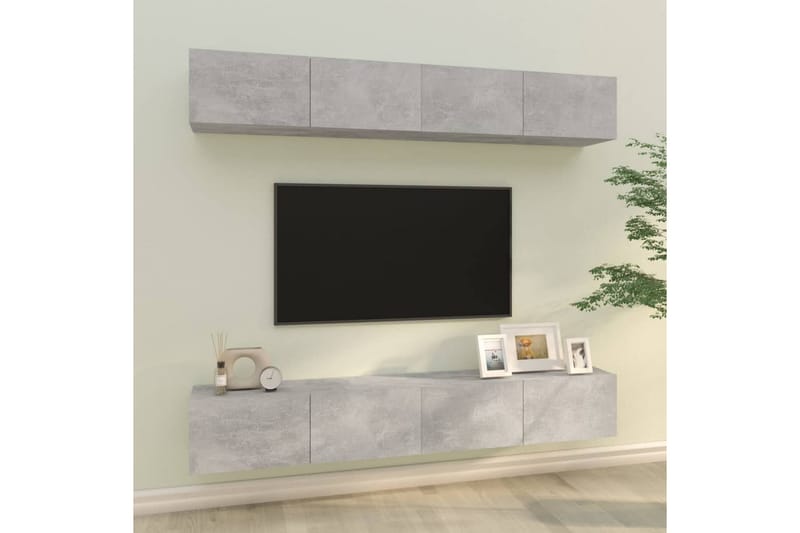beBasic væghængte tv-skabe 4 stk. 100x30x30 cm betongrå - GrÃ¥ - TV-borde