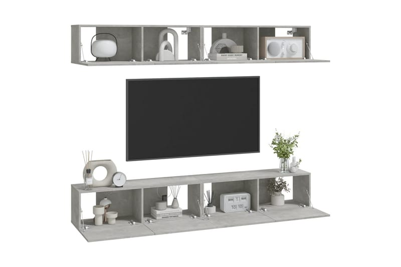 beBasic væghængte tv-skabe 4 stk. 100x30x30 cm betongrå - GrÃ¥ - Møbler - TV borde & mediemøbler - TV-borde