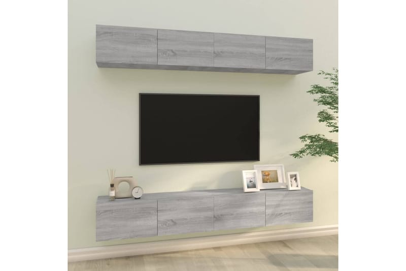 beBasic væghængte tv-skabe 4 stk. 100x30x30 cm grå sonoma-eg - GrÃ¥ - TV-borde