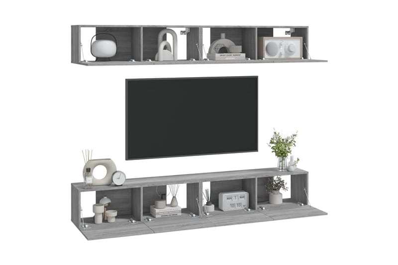 beBasic væghængte tv-skabe 4 stk. 100x30x30 cm grå sonoma-eg - GrÃ¥ - Møbler - TV borde & mediemøbler - TV-borde