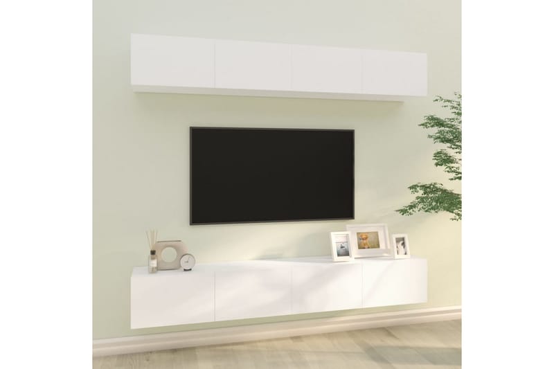 beBasic væghængte tv-skabe 4 stk. 100x30x30 cm hvid - Hvid - TV-borde
