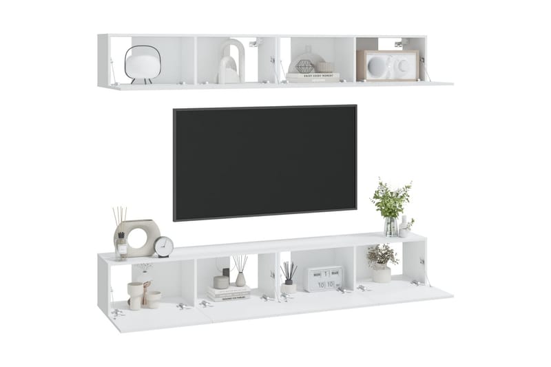 beBasic væghængte tv-skabe 4 stk. 100x30x30 cm hvid - Hvid - Møbler - TV borde & mediemøbler - TV-borde