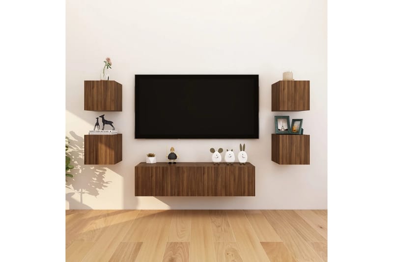 beBasic væghængte tv-skabe 8 stk. 30,5x30x30 cm brun egetræsfarve - Brun - TV-borde