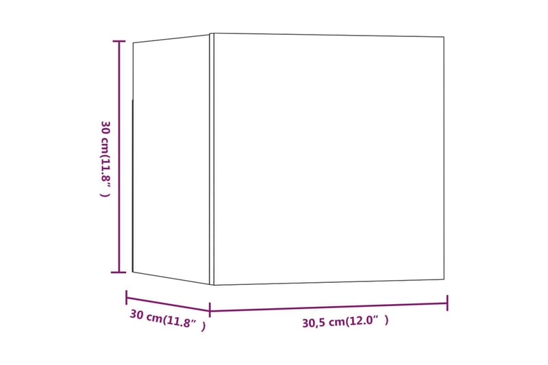 beBasic væghængte tv-skabe 8 stk. 30,5x30x30 cm brun egetræsfarve - Brun - TV-borde