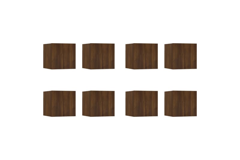 beBasic væghængte tv-skabe 8 stk. 30,5x30x30 cm brun egetræsfarve - Brun - Møbler - TV borde & mediemøbler - TV-borde