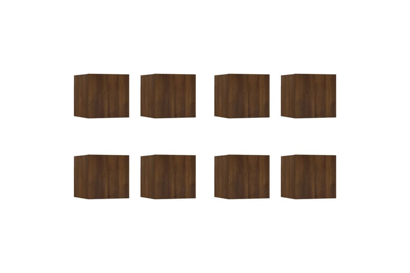 beBasic væghængte tv-skabe 8 stk. 30,5x30x30 cm brun egetræsfarve - Brun - TV-borde