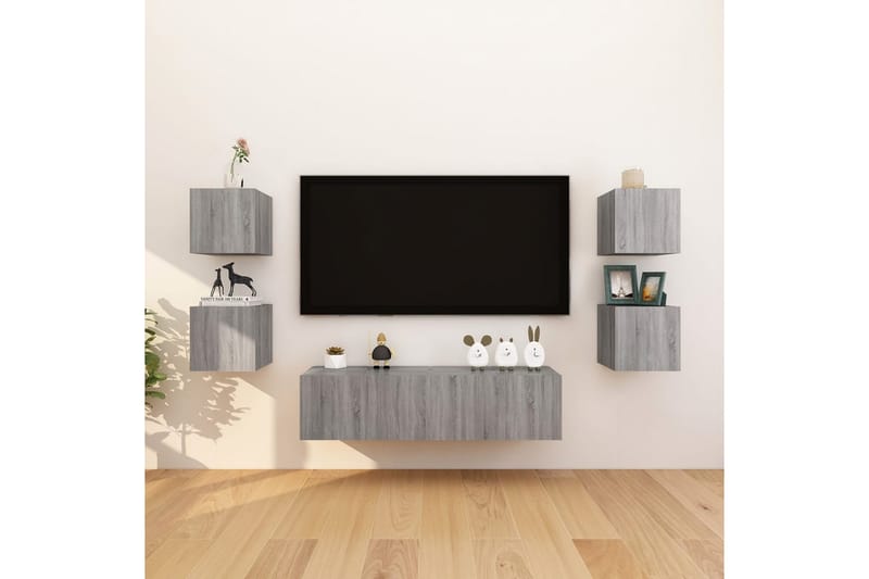 beBasic væghængte tv-skabe 8 stk. 30,5x30x30 cm grå sonoma-eg - GrÃ¥ - TV-borde