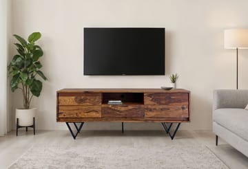 Belano TV-bænk 160 cm Industriel stil - Varm brun med sorte ben - Møbler - TV borde & mediemøbler - TV-borde