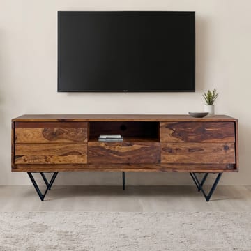 Belano TV-bænk 160 cm Industriel stil - Varm brun med sorte ben - Møbler - TV borde & mediemøbler - TV-borde