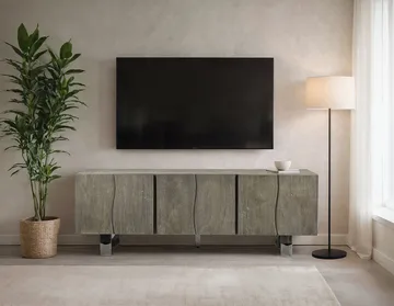 Belela TV-bænk 160 cm - røggrå og krom - Møbler - TV borde & mediemøbler - TV-borde