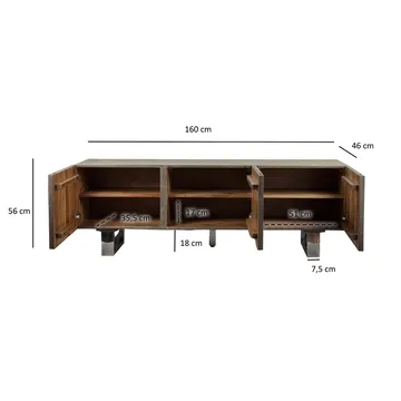 Belela TV-bænk 160 cm - røggrå og krom - Møbler - TV borde & mediemøbler - TV-borde