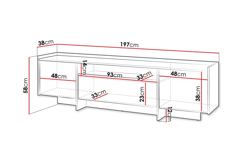 Bellia Tv-Skab 197x38 cm - Brun - Møbler - TV borde & mediemøbler - TV-skab