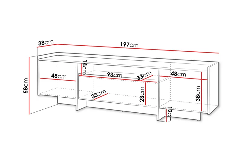 Bellia Tv-Skab 197x38 cm - Brun - Møbler - TV borde & mediemøbler - TV-skab