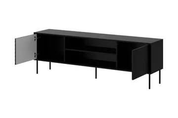 Belonger Gulvstående TV-bord 180 cm med Opbevaring i Malet Mørkt Trælameller - Sort - Møbler - TV borde & mediemøbler - TV-borde