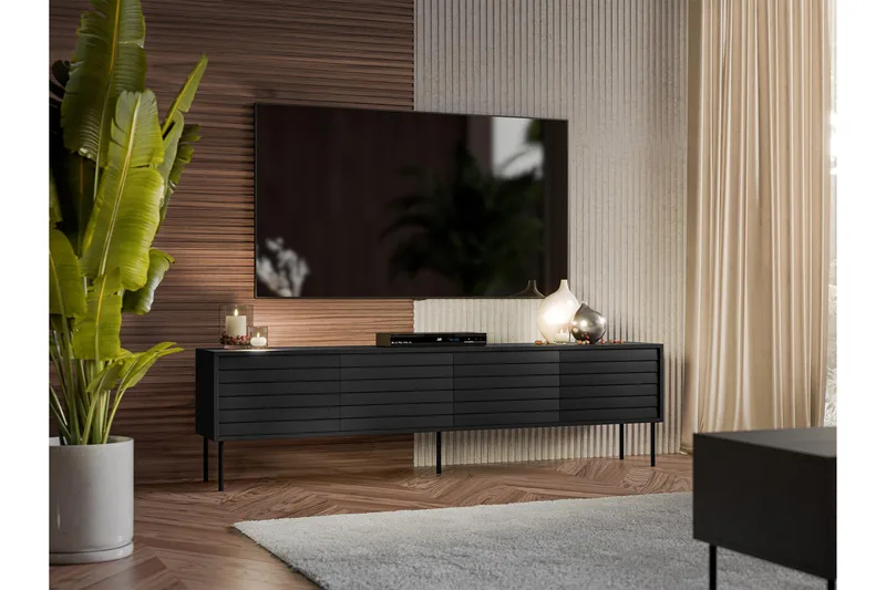 Belonger Tv-bænk 200 cm - Sort - Møbler - TV borde & mediemøbler - TV-borde