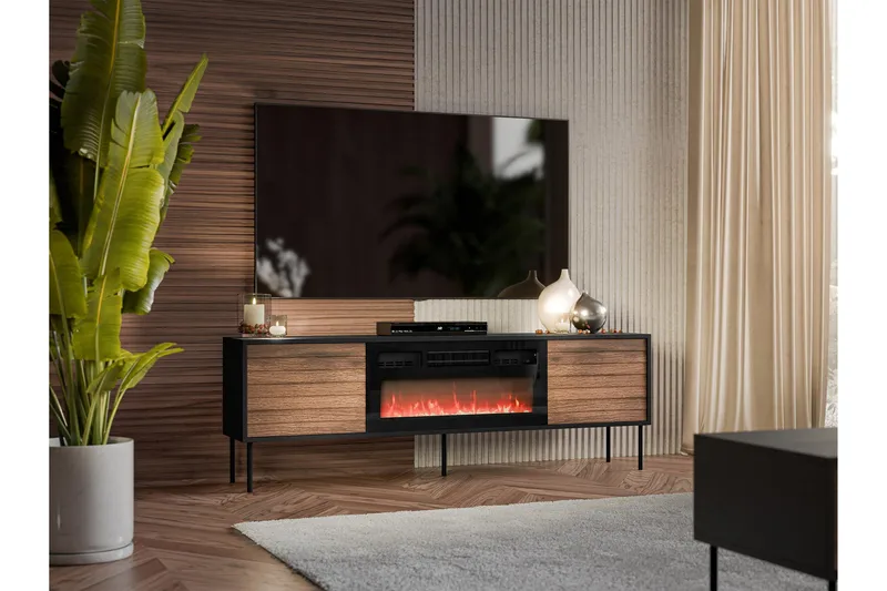 Belonger Tv-bord 180 cm - Sort/Valnød - Møbler - TV borde & mediemøbler - TV-borde