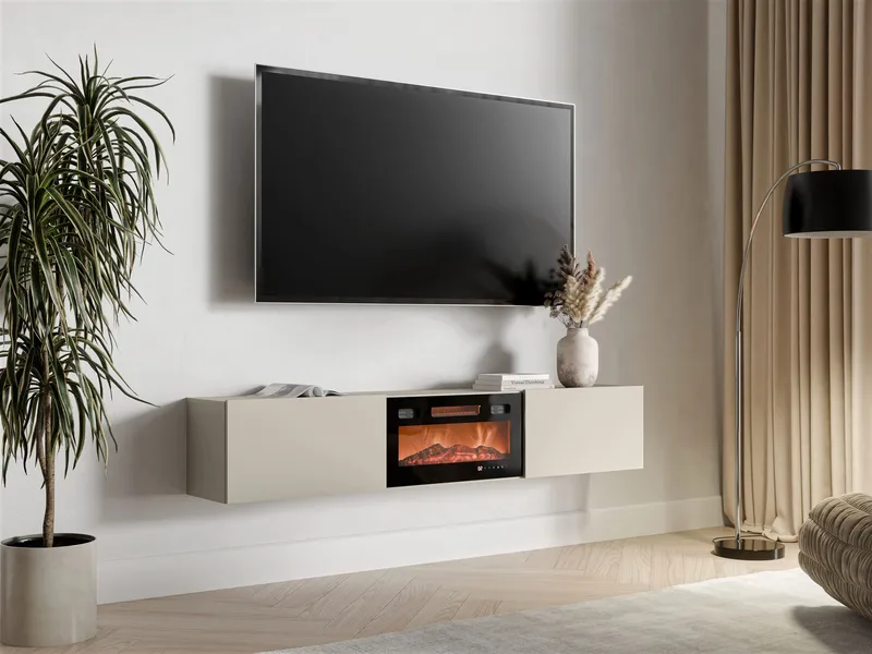 Berik tv-bænk 180 cm - beige og sort - Møbler - TV borde & mediemøbler - TV-borde