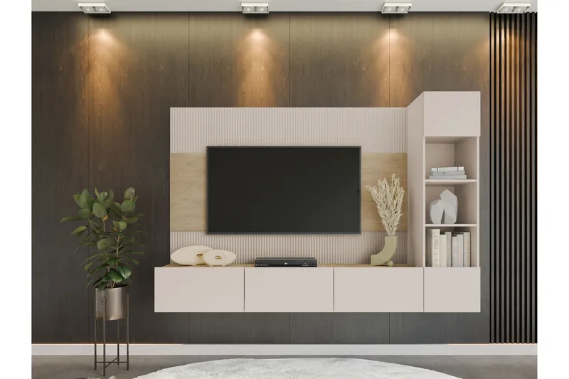 Bernice TV-skab 220x38 cm - Beige - Møbler - TV borde & mediemøbler - Tv-møbelsæt