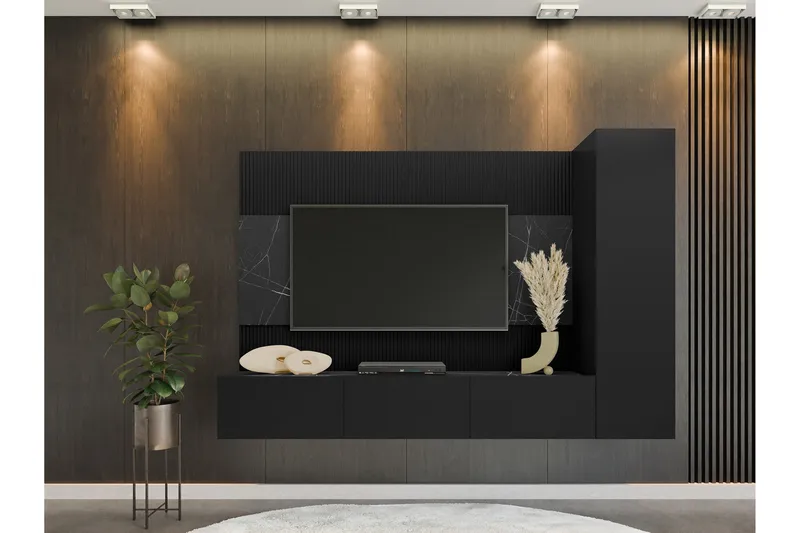 Bernice TV-skab 220x38 cm - Sort - Møbler - TV borde & mediemøbler - Tv-møbelsæt