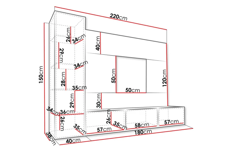 Bernice TV-skab 220x38 cm - Sort - Møbler - TV borde & mediemøbler - Tv-møbelsæt