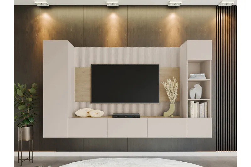 Bernice TV-skab 260x38 cm - Beige - Møbler - TV borde & mediemøbler - Tv-møbelsæt