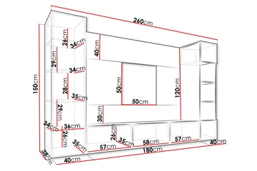 Bernice TV-skab 260x38 cm - Beige - Møbler - TV borde & mediemøbler - Tv-møbelsæt