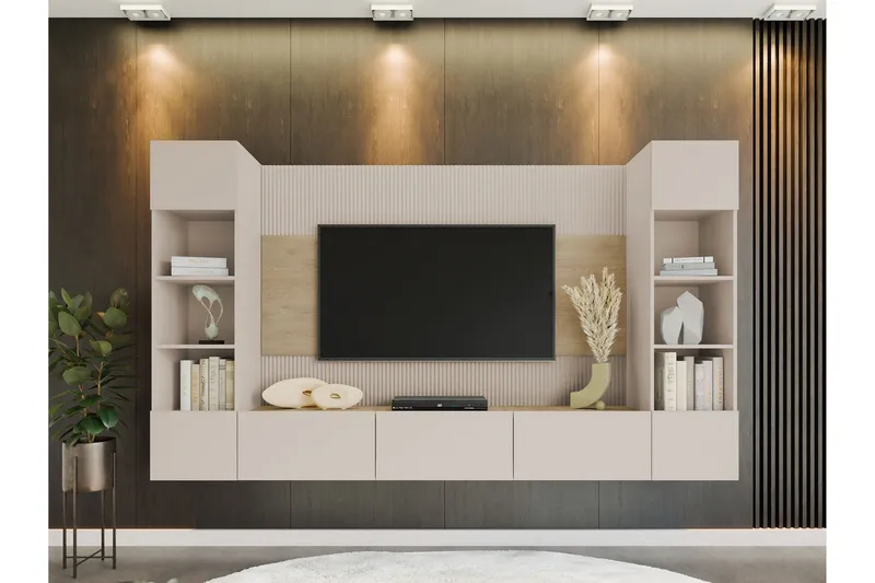 Bernice TV-skab 260x38 cm - Beige - Møbler - TV borde & mediemøbler - Tv-møbelsæt