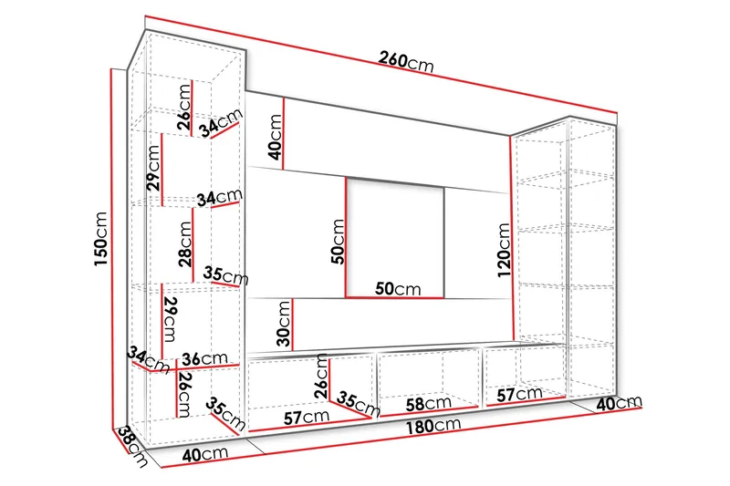 Bernice TV-skab 260x38 cm - Grøn - Møbler - TV borde & mediemøbler - Tv-møbelsæt