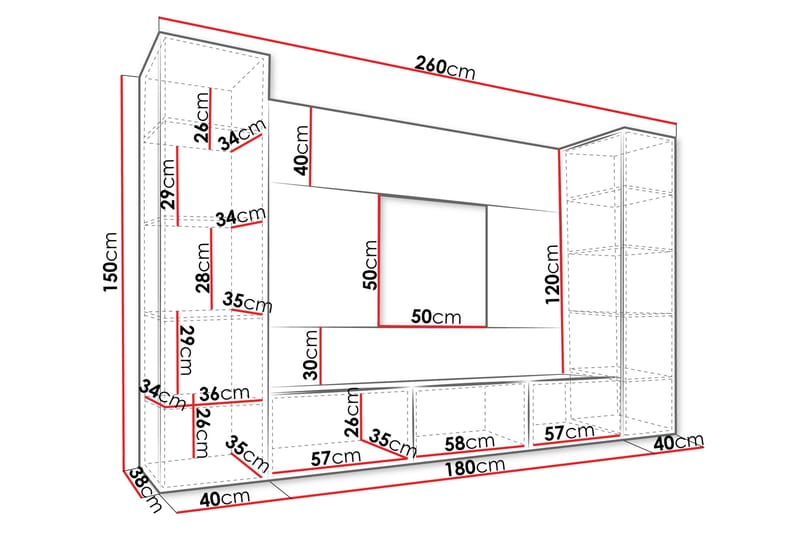 Bernice TV-skab 260x38 cm - Grøn - Møbler - TV borde & mediemøbler - TV-skab