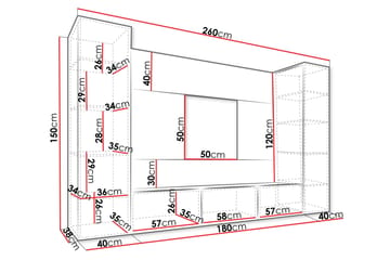 Bernice TV-skab 260x38 cm - Sort - Møbler - TV borde & mediemøbler - Tv-møbelsæt