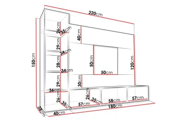 Bernice Tv-skab 38x150 cm - Hvid - Møbler - TV borde & mediemøbler - Tv-møbelsæt