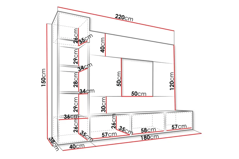 Bernice Tv-skab 38x150 cm - Hvid - Møbler - TV borde & mediemøbler - Tv-møbelsæt