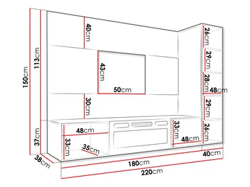 Bernice TV-vægskab 220 cm elpejs med varmefunktion og LED-belysning - beige, brun - Møbler - TV borde & mediemøbler - TV-skab