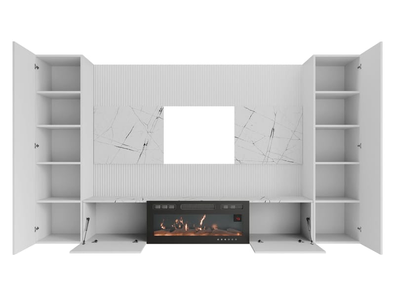 Bernice TV-vægskab 260 cm elpejs med varmefunktion og LED-belysning - brun - Møbler - TV borde & mediemøbler - TV-skab