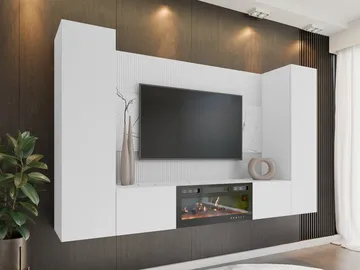 Bernice TV-vægskab 260 cm elpejs med varmefunktion og LED-belysning - hvid - Møbler - TV borde & mediemøbler - Tv-møbelsæt