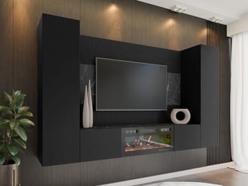 Bernice TV-vægskab 260 cm elpejs med varmefunktion og LED-belysning - sort - Møbler - TV borde & mediemøbler - TV-skab