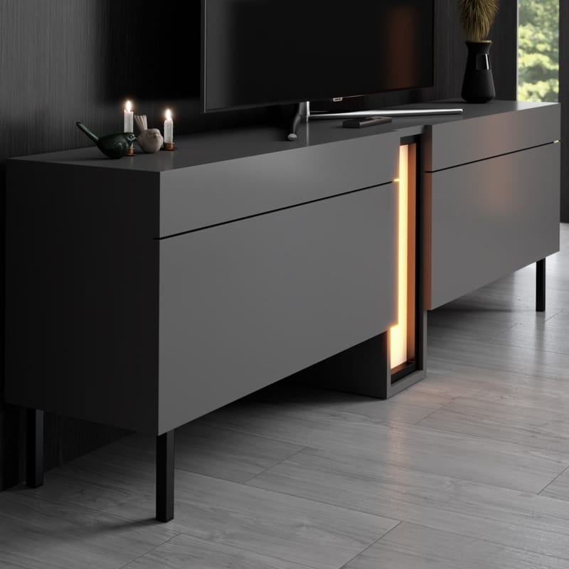 Berriaren TV-bænk 180 cm - Antracit - Møbler - TV borde & mediemøbler - Mediestativ & vægbeslag