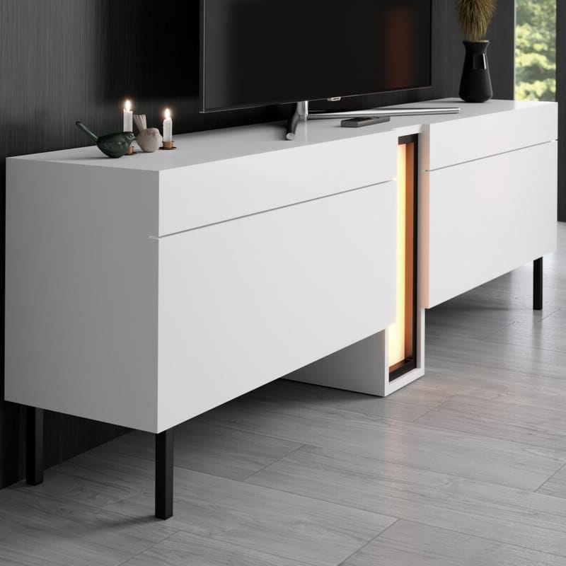 Berriaren TV-bænk 180 cm - Hvid - Møbler - TV borde & mediemøbler - Mediestativ & vægbeslag