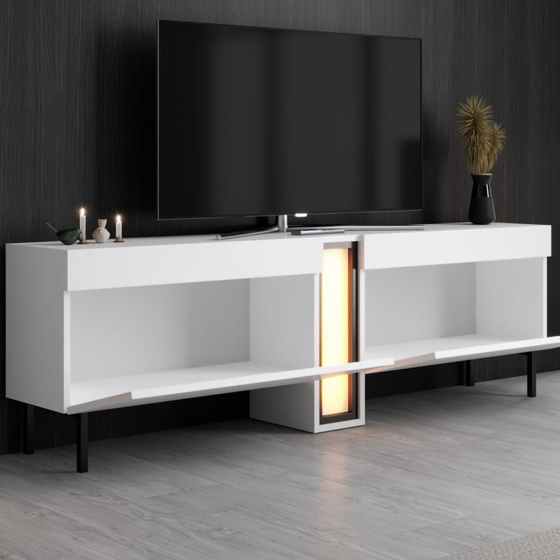 Berriaren Tv-bord 180 cm med Opbevaring i Malet Træ - Hvid - Møbler - TV borde & mediemøbler - TV-borde