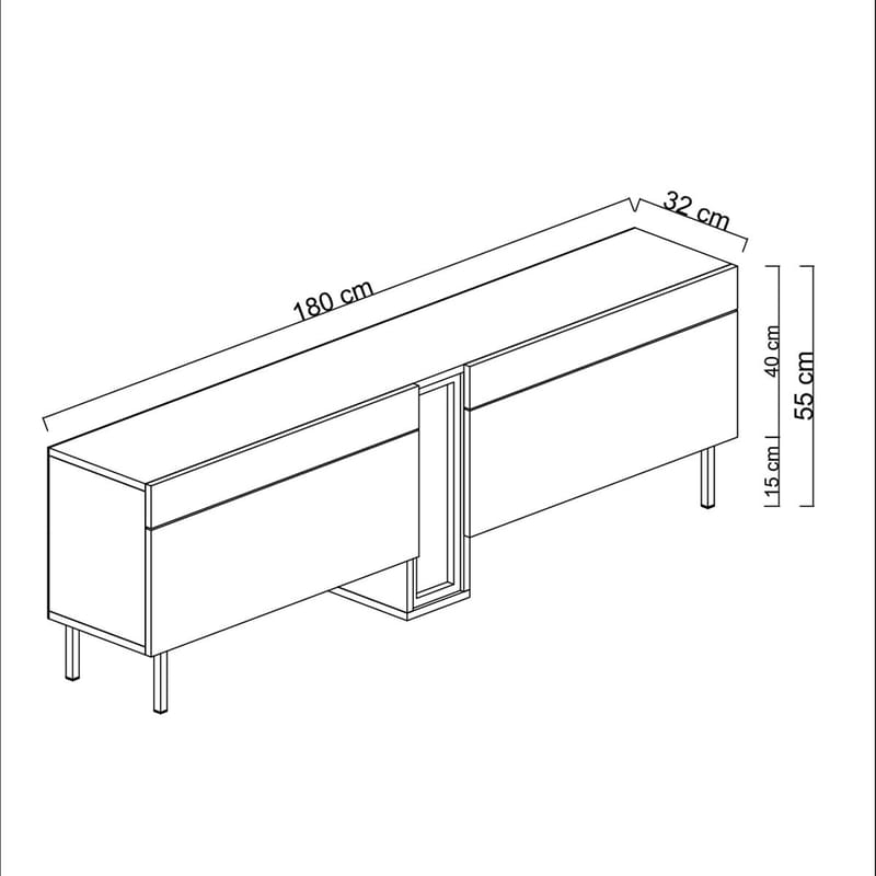 Berriaren Tv-bord 180 cm med Opbevaring i Malet Træ - Hvid - Møbler - TV borde & mediemøbler - TV-borde